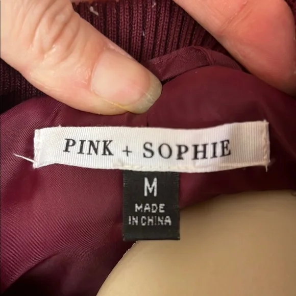 Like new Red Velvet Bomber Jacket with Ribbed Details - Picture 2 of 13